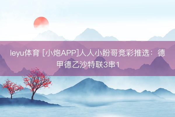 leyu体育 [小炮APP]人人小盼哥竞彩推选：德甲德乙沙特联3串1